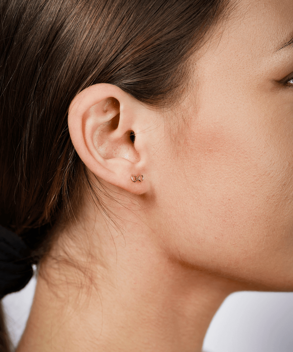 14K Gold Infinity Stud Earrings - Jewellery Hut