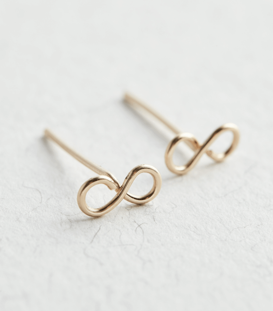 14K Gold Infinity Stud Earrings - Jewellery Hut