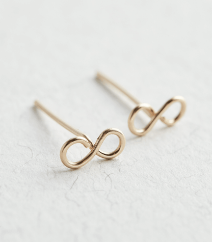 14K Gold Infinity Stud Earrings - Jewellery Hut