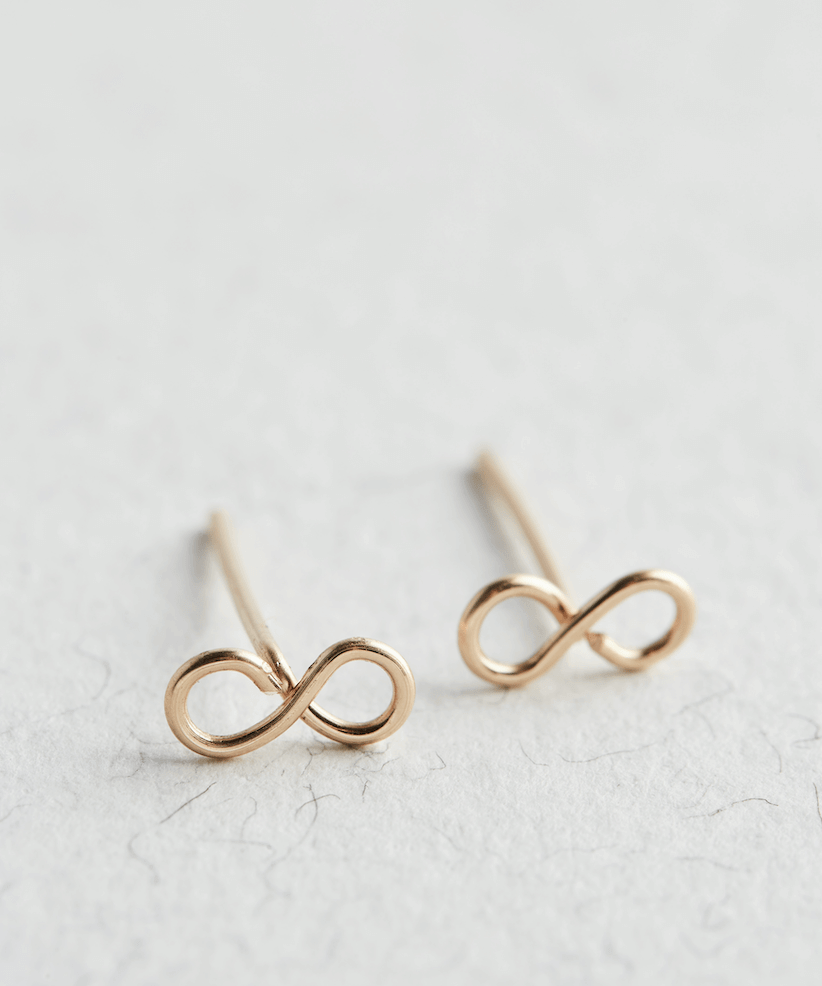 14K Gold Infinity Stud Earrings - Jewellery Hut