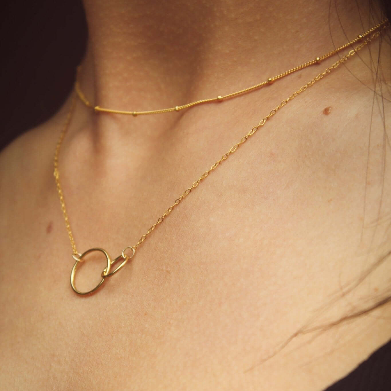14K Gold Interlocking Rings Necklace - Jewellery Hut