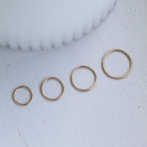 14k Gold Nose Ring Hoop 18 Gauge - Nose Piercing Jewelry