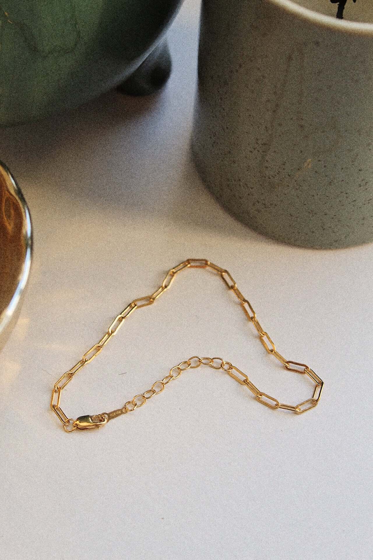 14k Gold Paper Clip Chain Bracelet - Jewellery Hut