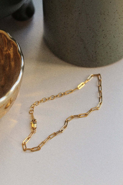 14k Gold Paper Clip Chain Bracelet - Jewellery Hut