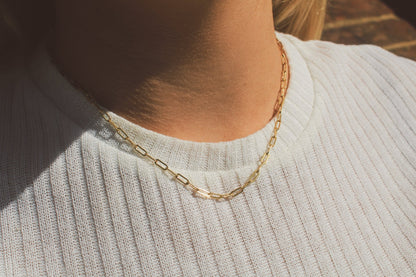 14K Gold Paperclip Chain Necklace - Jewellery Hut