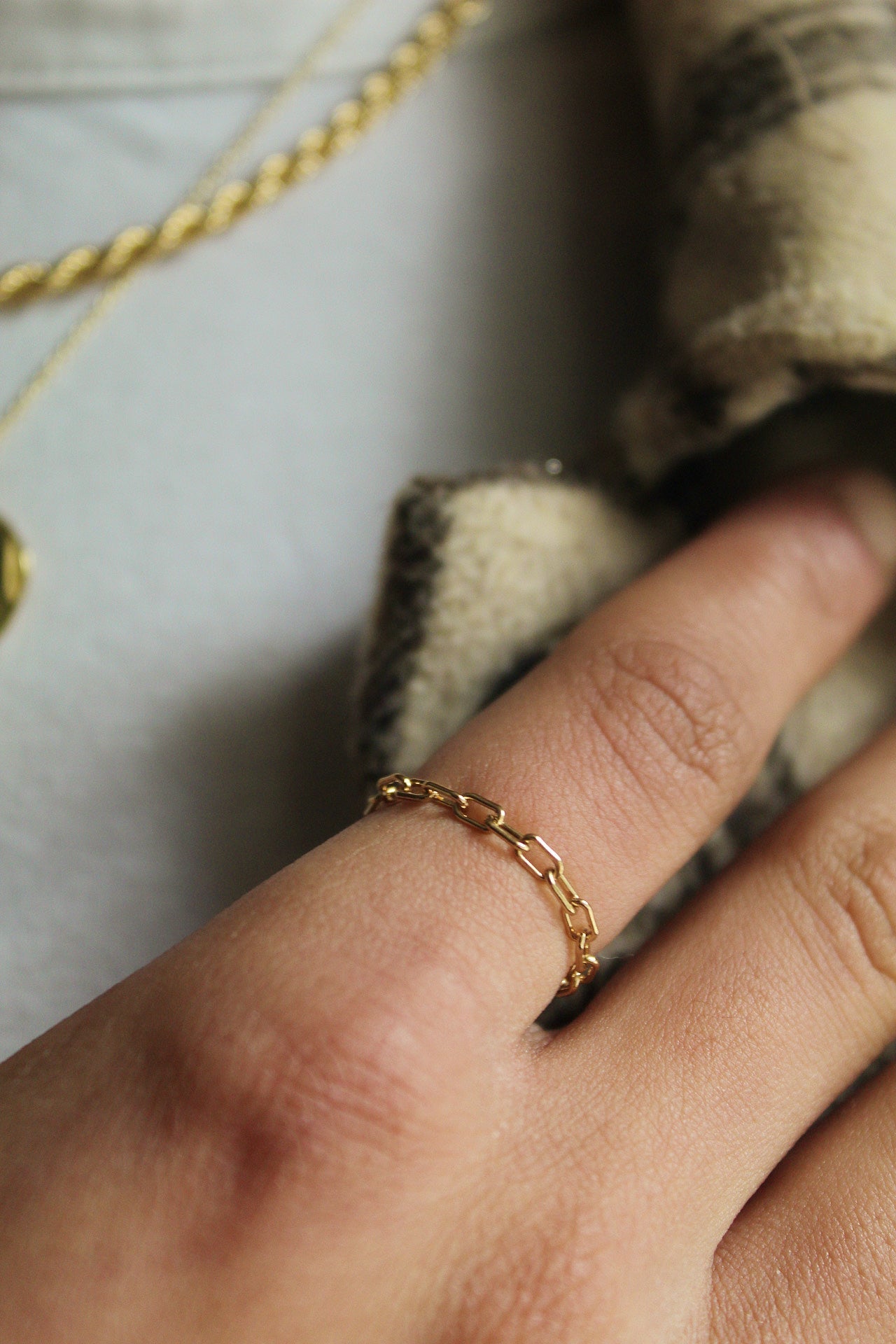 14K Gold Paperclip Chain Ring - Jewellery Hut