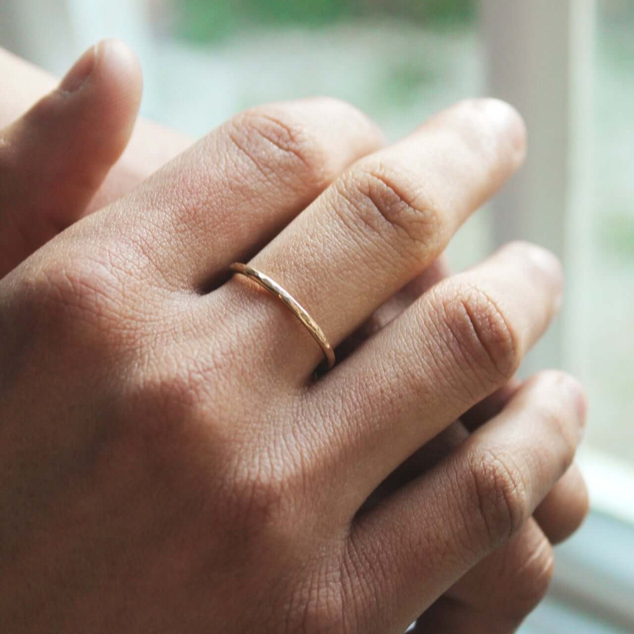 14K Gold Ring Hammered Finish - Jewellery Hut