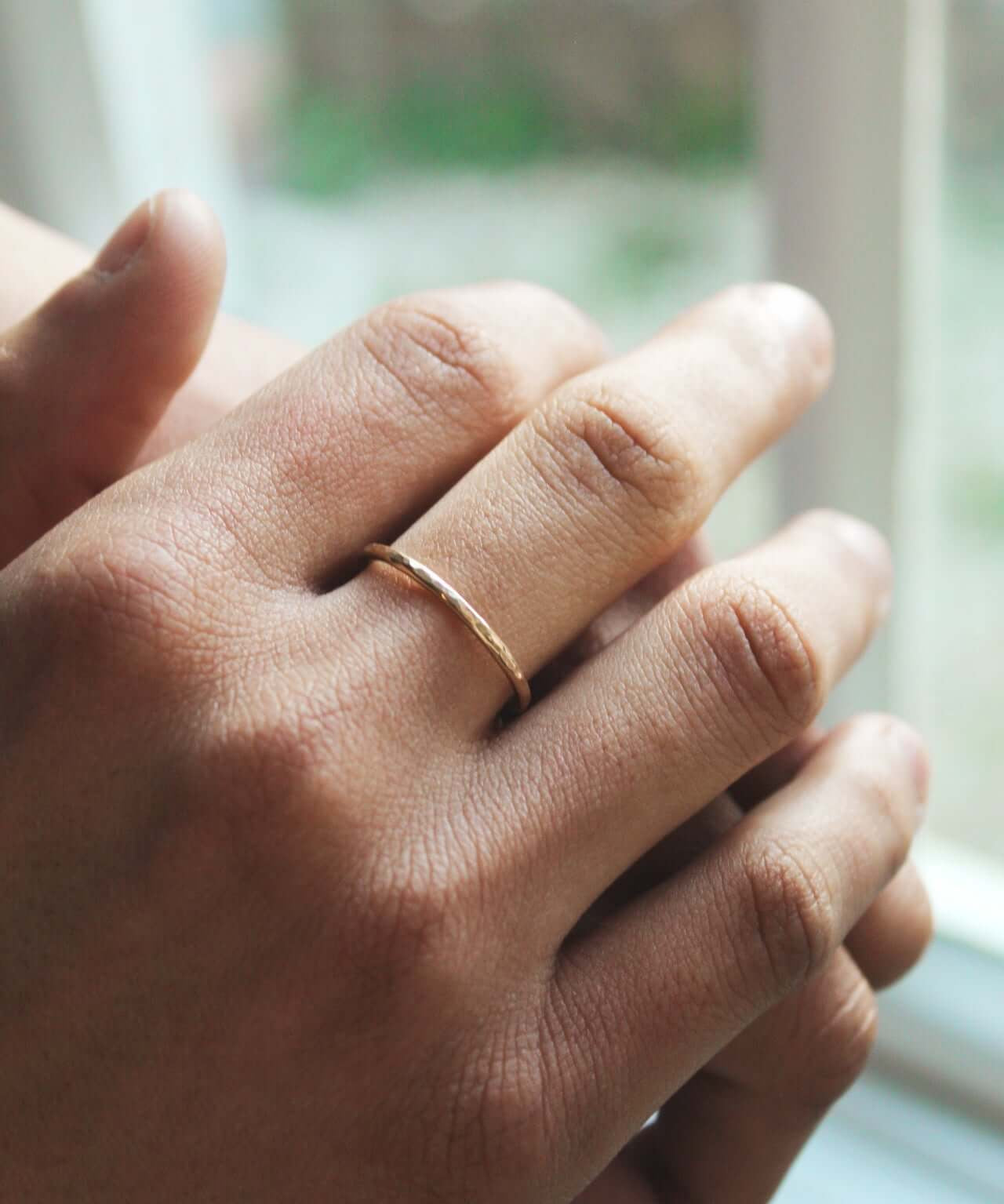 14K Gold Ring Hammered Finish - Jewellery Hut