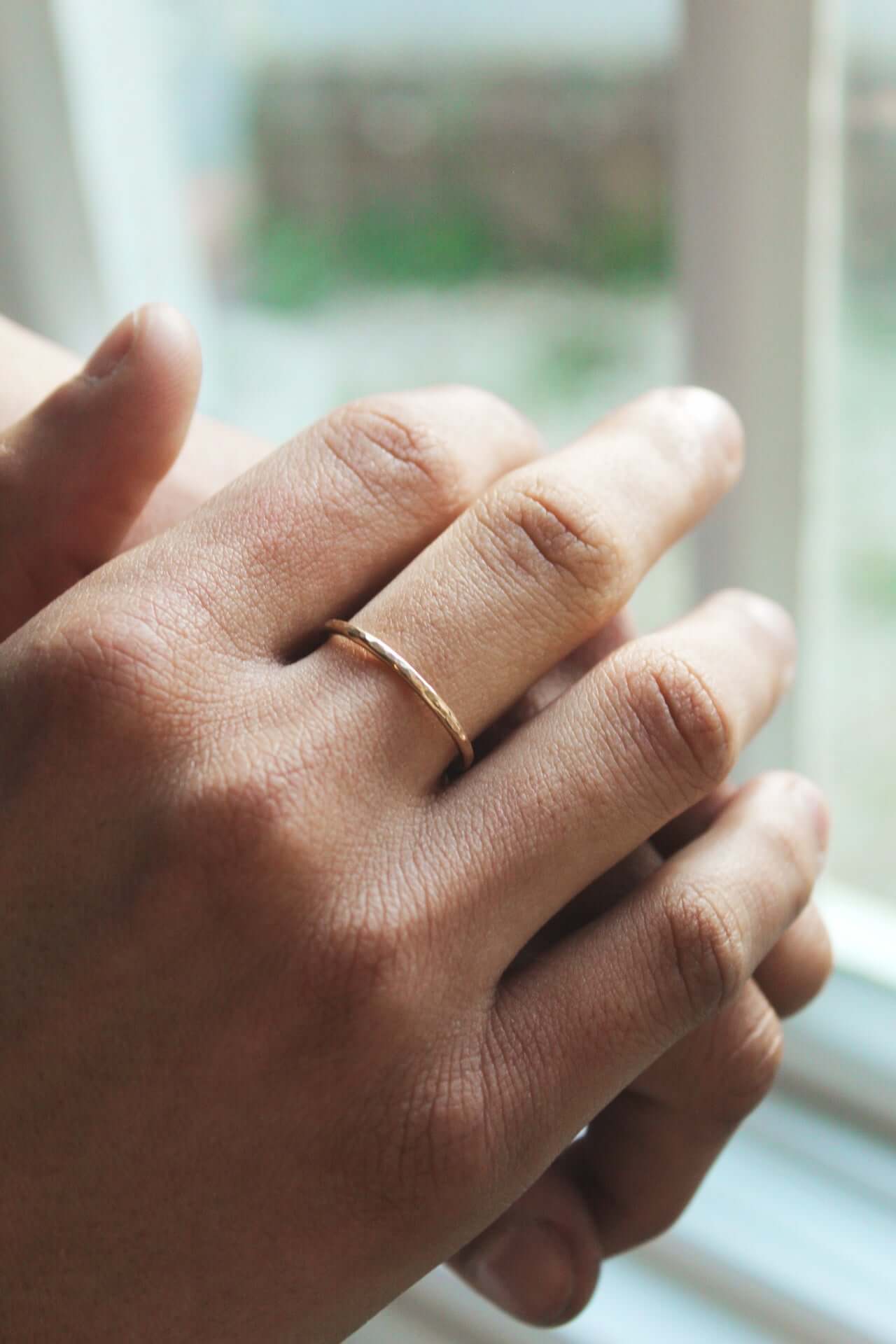 14K Gold Ring Hammered Finish - Jewellery Hut