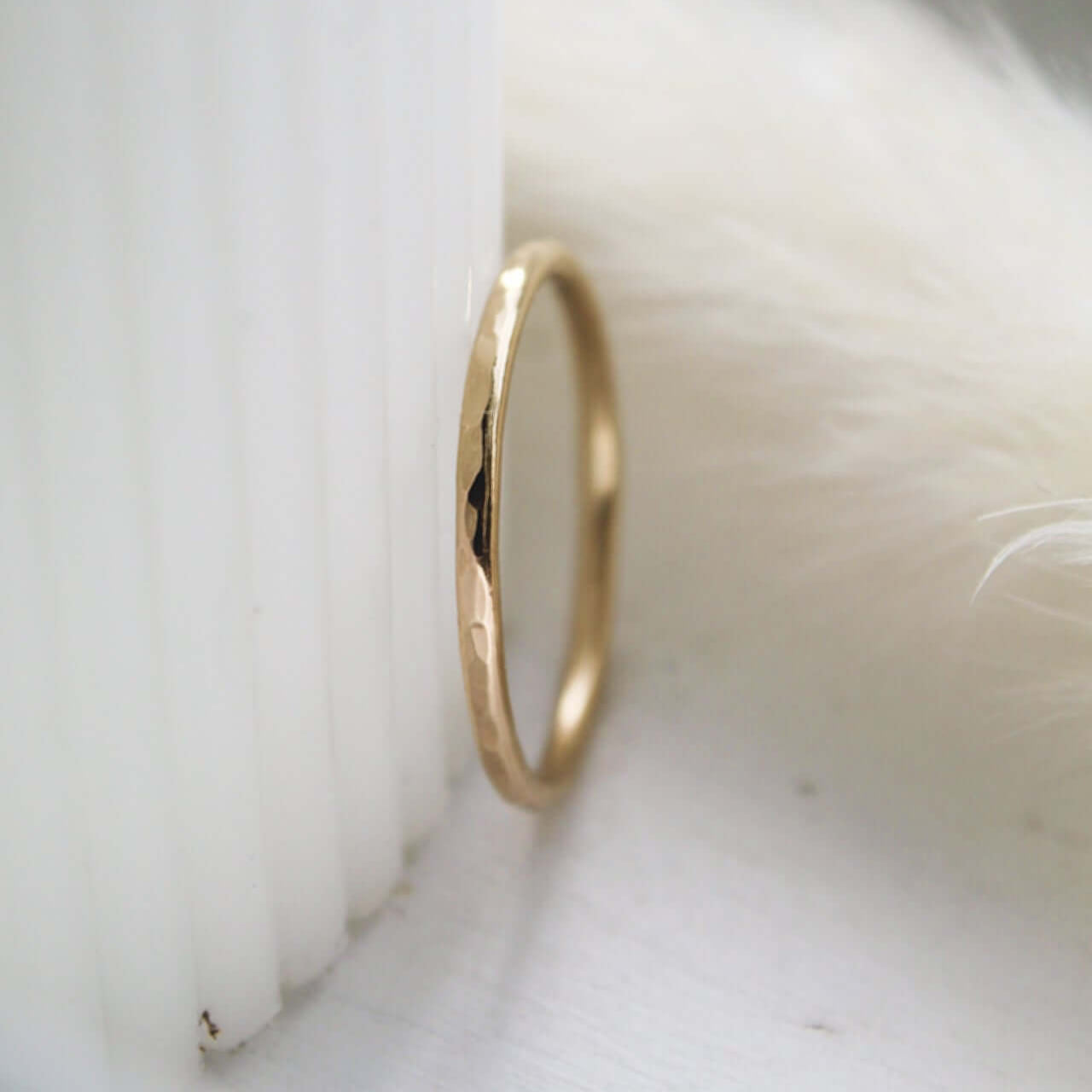 14K Gold Ring Hammered Finish - Jewellery Hut