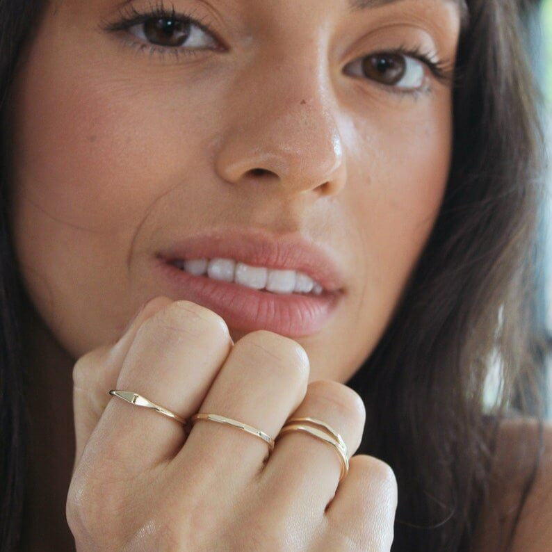 14K Gold Signet & Stacking Ring Set - Jewellery Hut