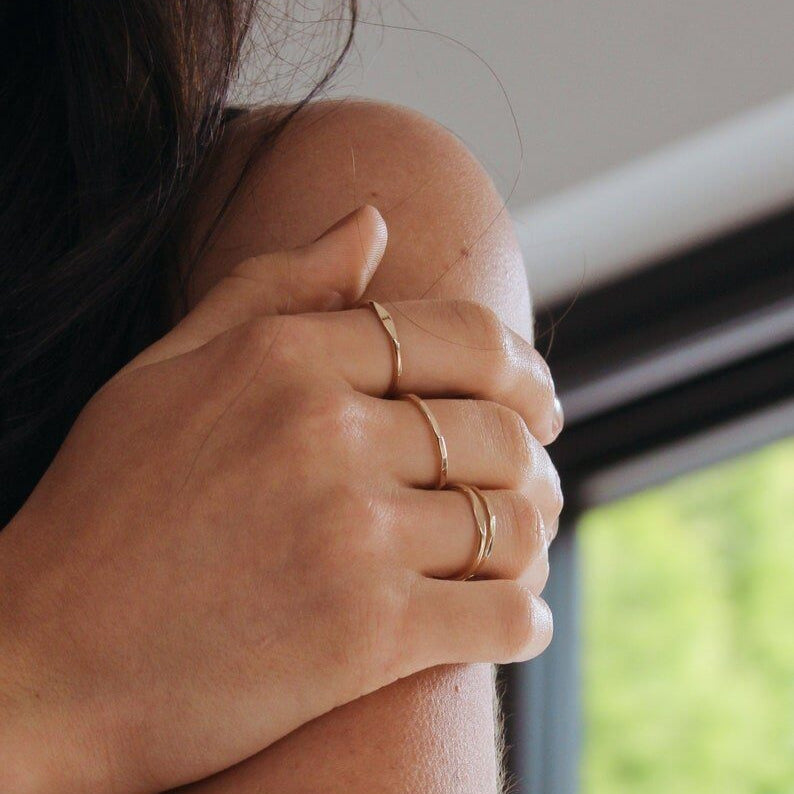 14K Gold Signet & Stacking Ring Set - Jewellery Hut