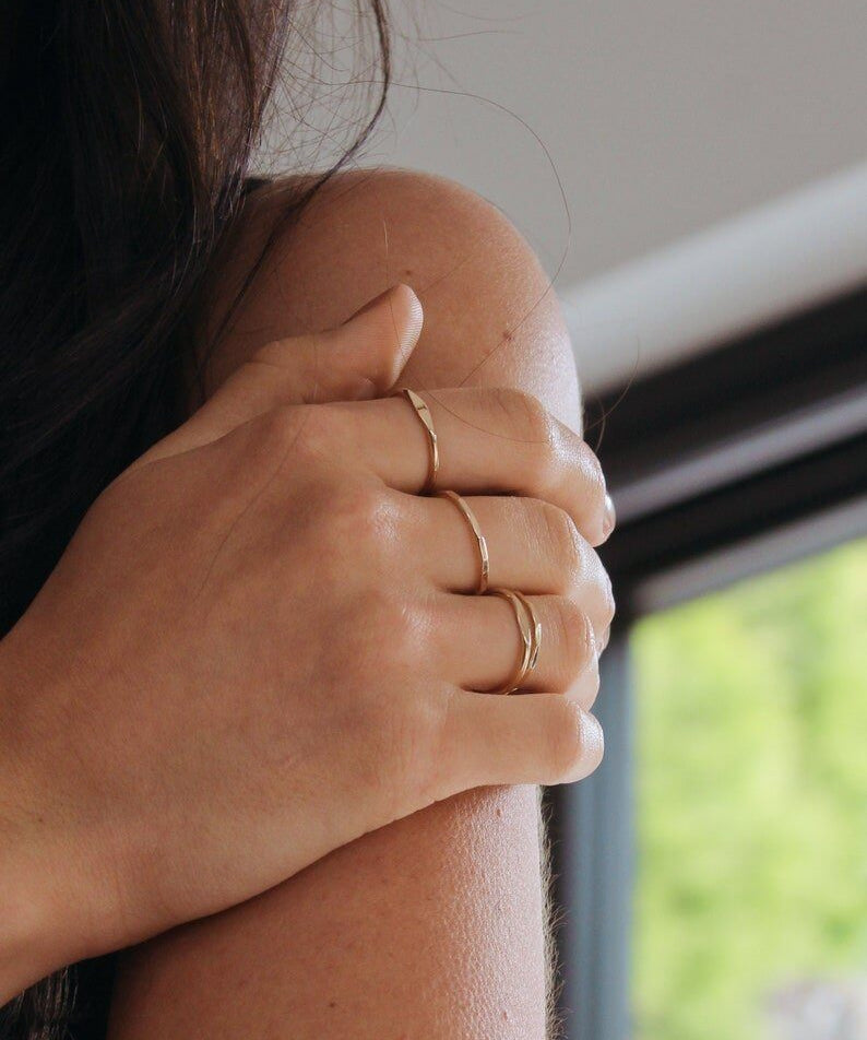 14K Gold Signet & Stacking Ring Set - Jewellery Hut