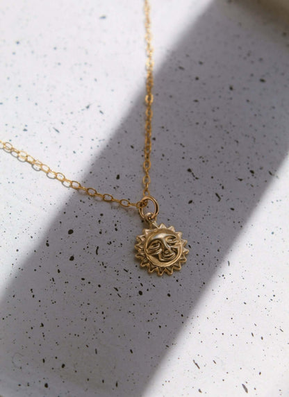 14K Gold Sun Charm Necklace - Jewellery Hut