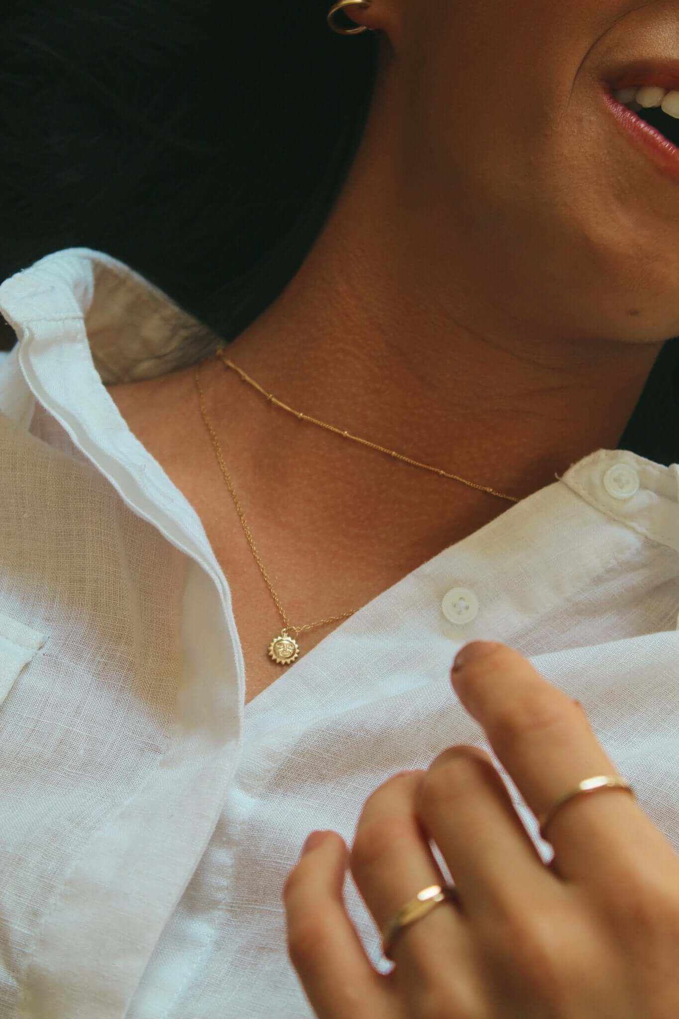14K Gold Sun Charm Necklace - Jewellery Hut