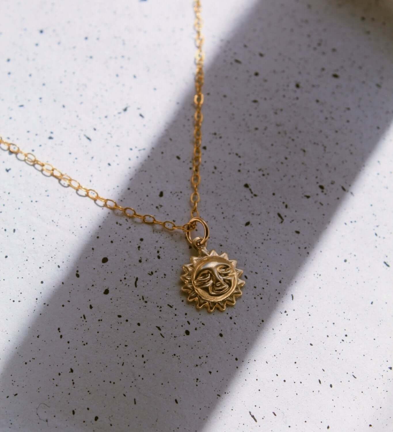 14K Gold Sun Charm Necklace - Jewellery Hut