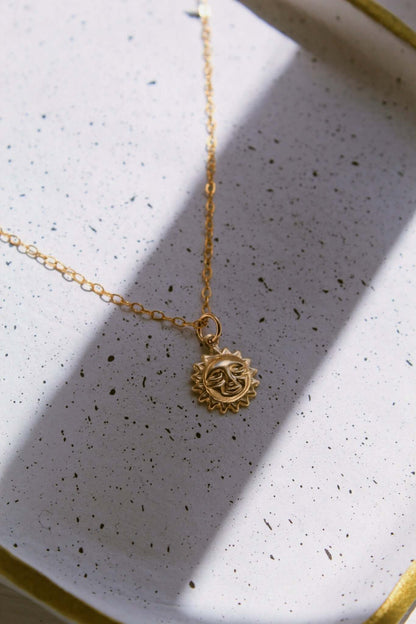 14K Gold Sun Charm Necklace - Jewellery Hut