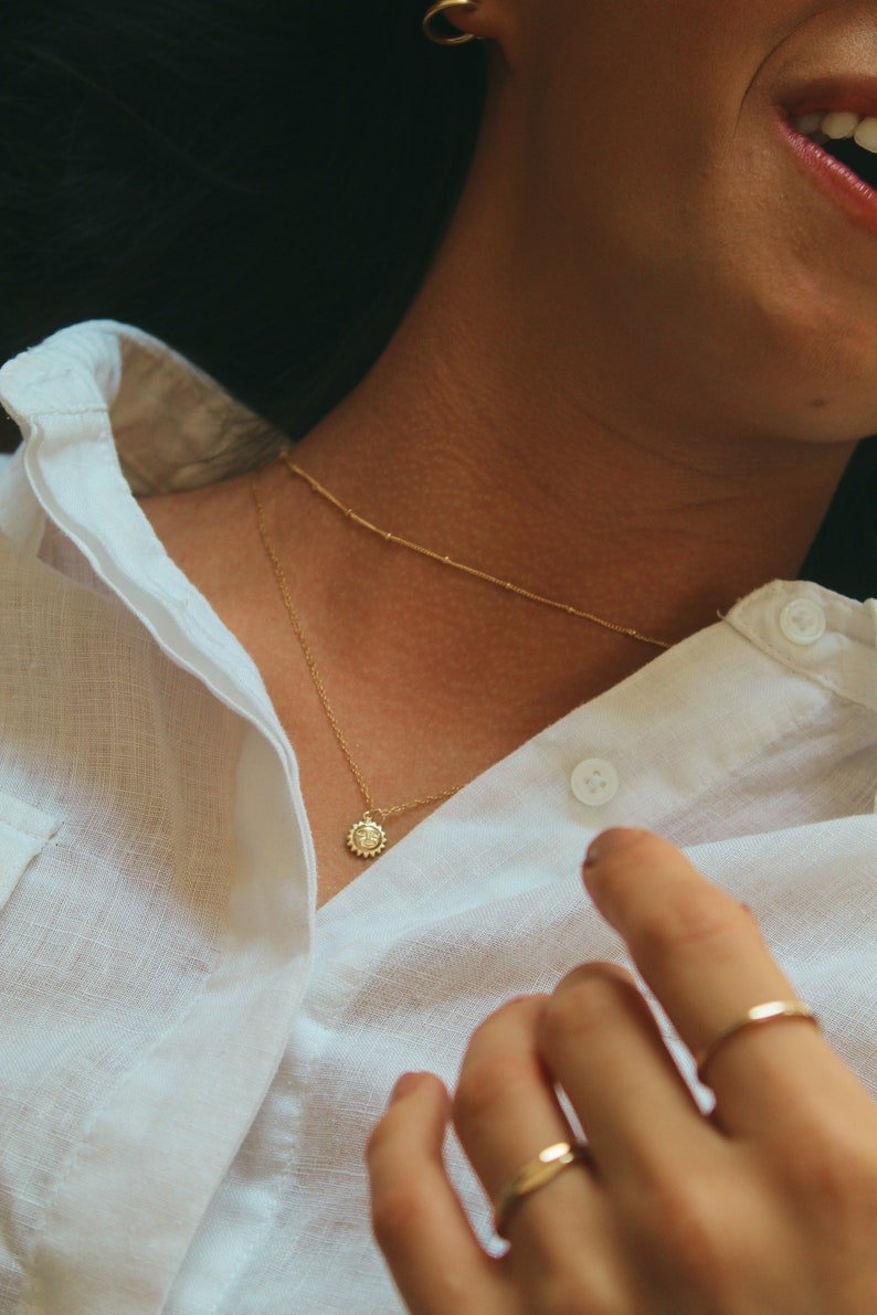 14K Gold Sun & Satellite Necklace Set - Jewellery Hut