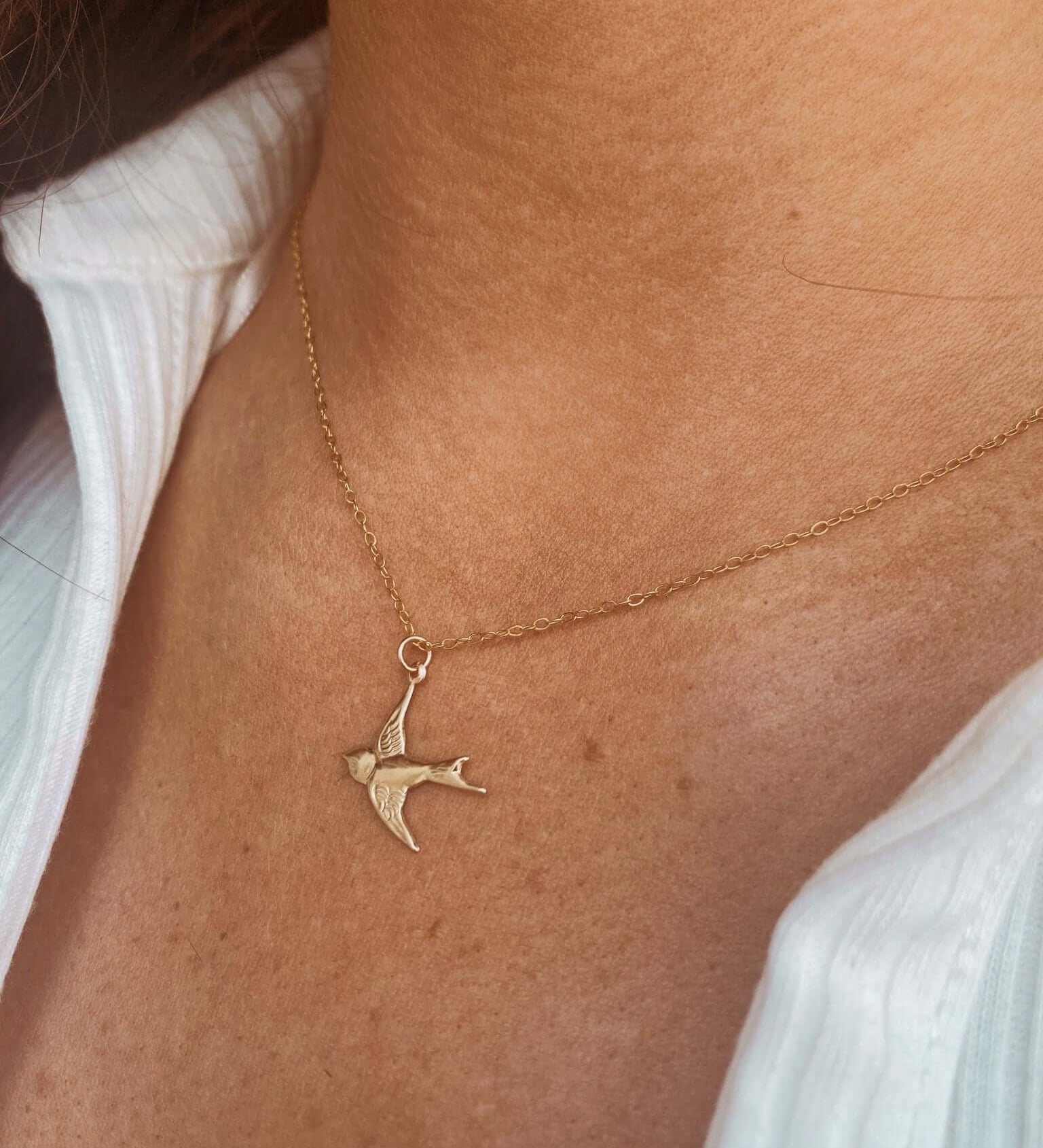14K Gold Swallow Necklace - Jewellery Hut