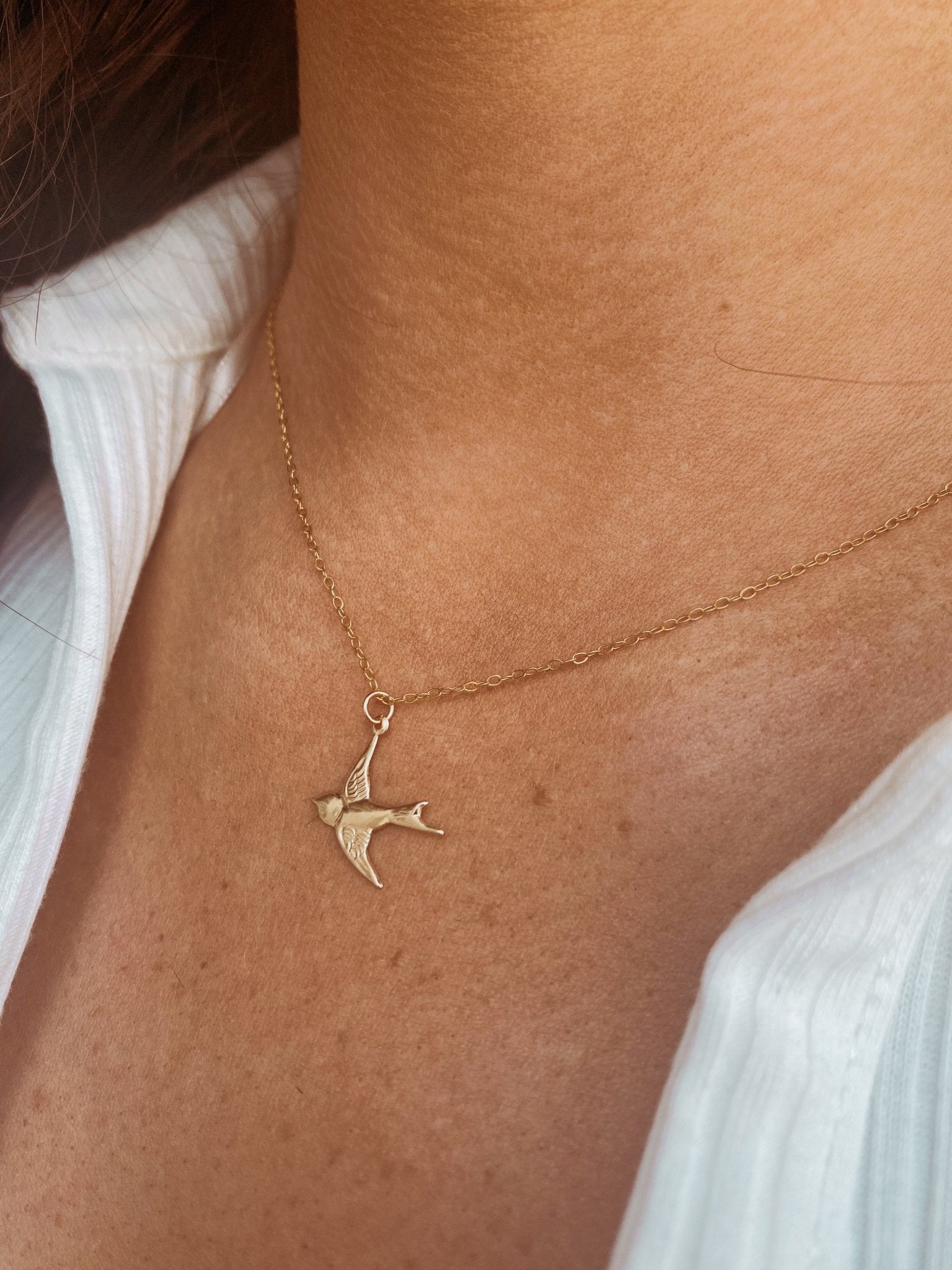 14K Gold Swallow Necklace - Jewellery Hut