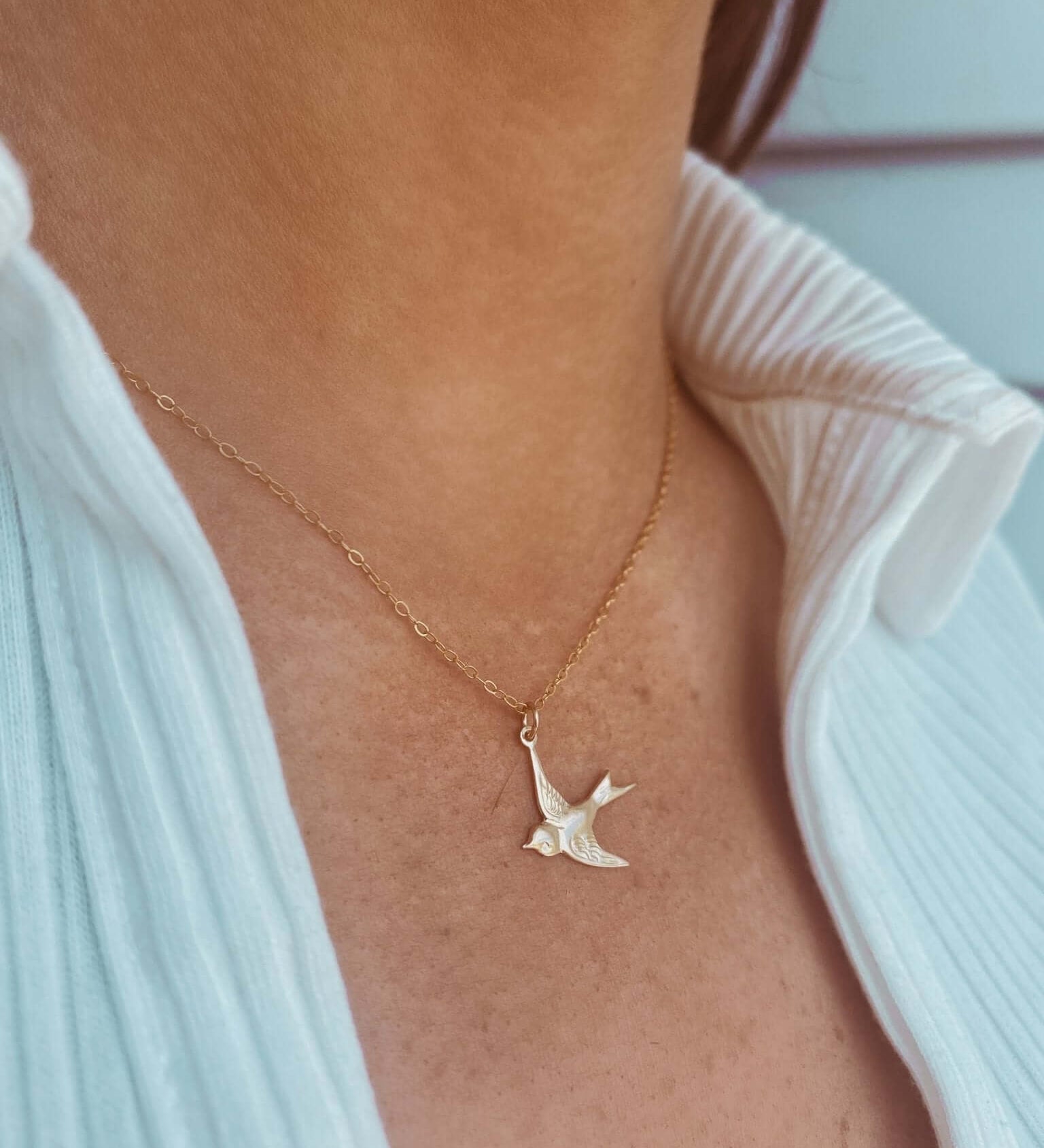 14K Gold Swallow Necklace - Jewellery Hut