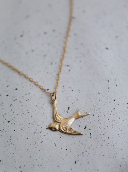 14K Gold Swallow Necklace - Jewellery Hut