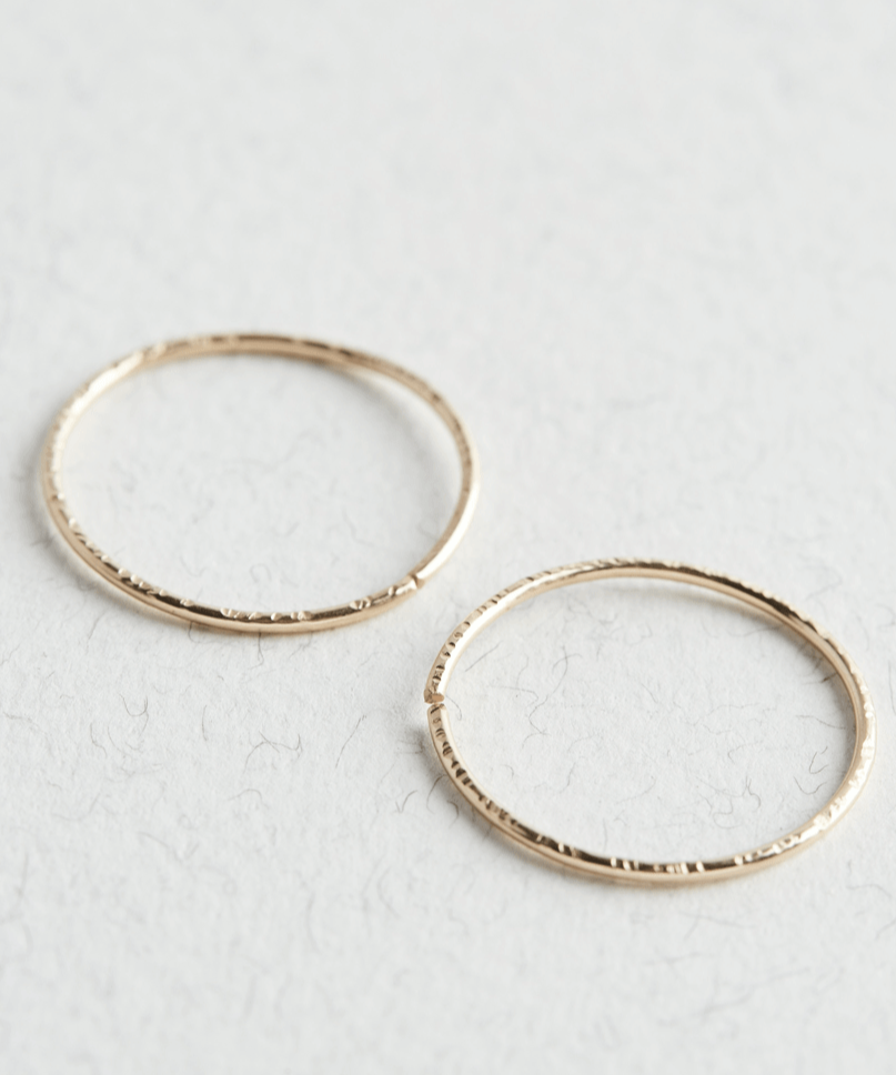 14K Gold Textured Hoops - Jewellery Hut