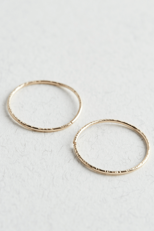 14K Gold Textured Hoops - Jewellery Hut