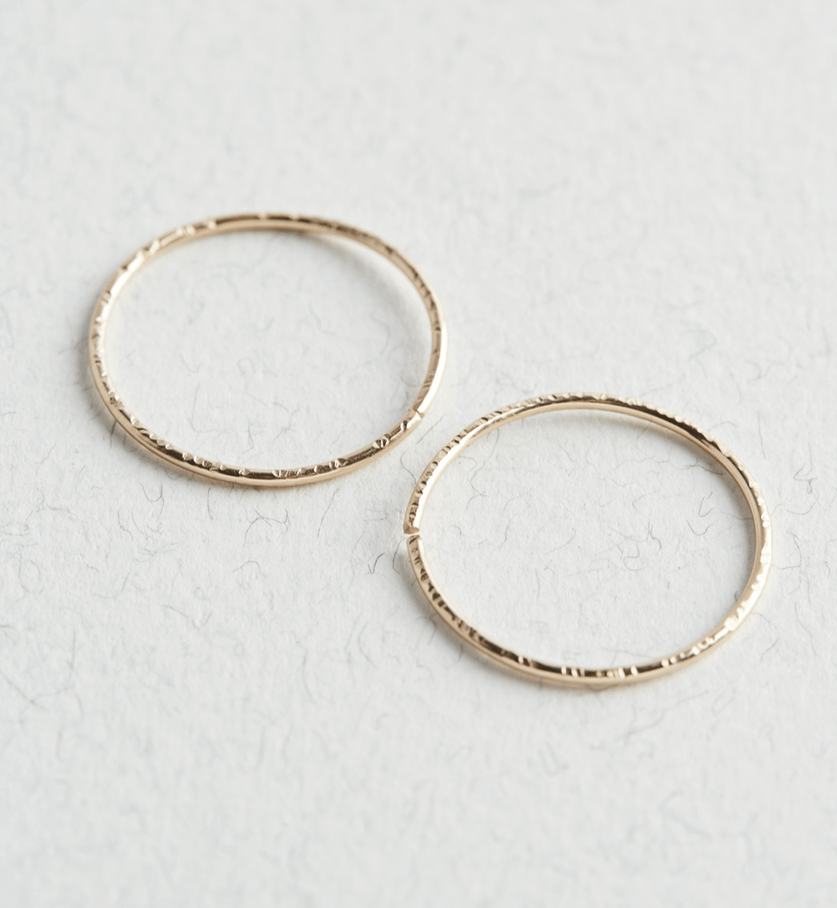 14K Gold Textured Hoops - Jewellery Hut