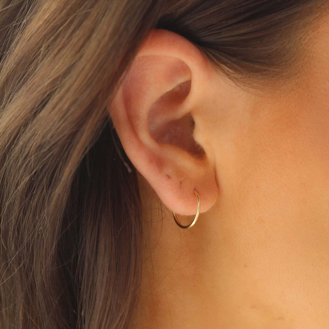 14K Solid Gold 12MM Hoops - Jewellery Hut