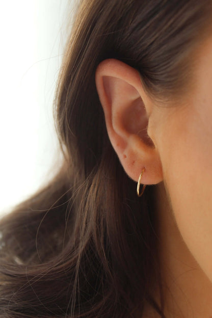 14K Solid Gold 12MM Hoops - Jewellery Hut