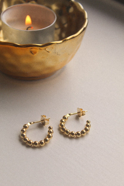 18k Gold Beaded Hoop Earrings - Jewellery Hut