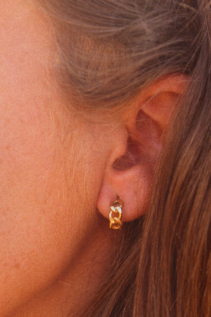 18k Gold Filled Chain Huggie Hoop Earrings - Jewellery Hut
