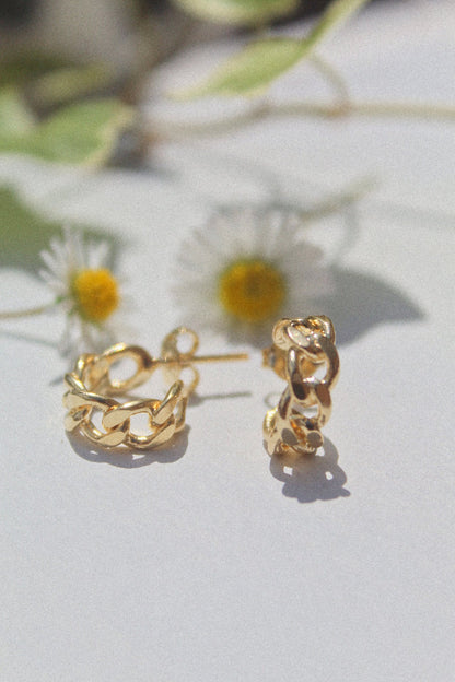 18k Gold Filled Chain Huggie Hoop Earrings - Jewellery Hut