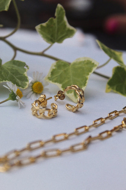 18k Gold Filled Chain Huggie Hoop Earrings - Jewellery Hut