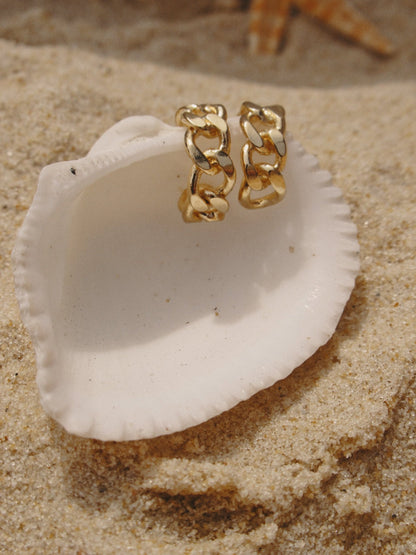 18k Gold Filled Chain Huggie Hoop Earrings - Jewellery Hut
