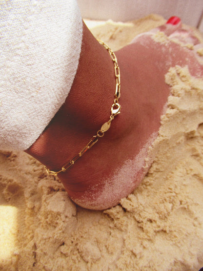 18k Gold Filled Paperclip Anklet - Jewellery Hut