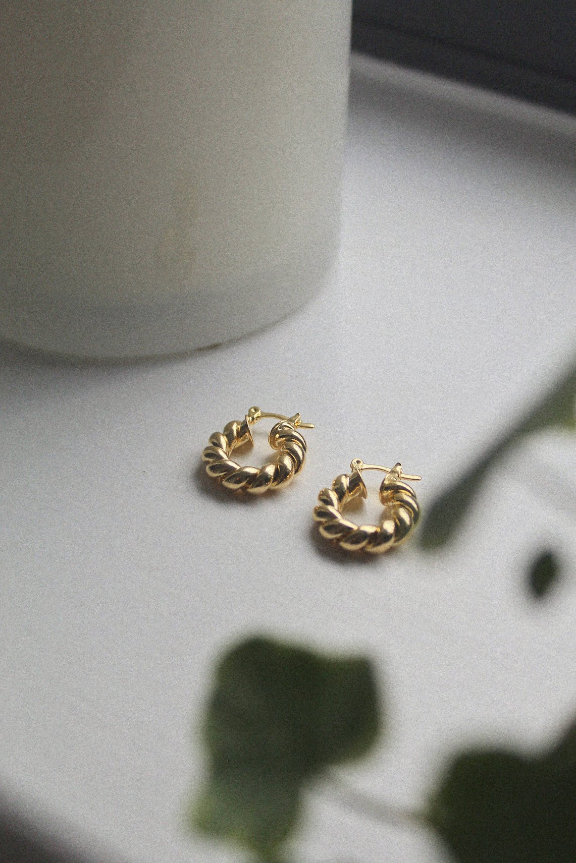 18k Gold Filled Twisted Croissant Hoop Earrings - Jewellery Hut