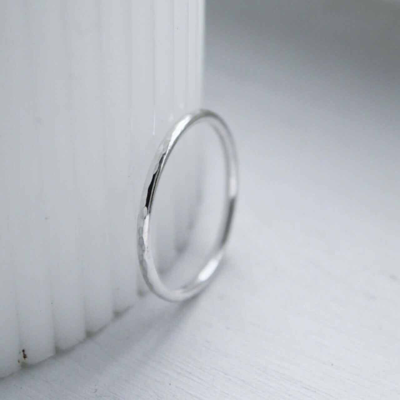 925 Sterling Silver Stacking Ring Hammered Finish - Jewellery Hut