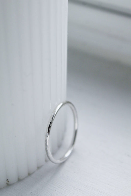 925 Sterling Silver Stacking Ring Hammered Finish - Jewellery Hut