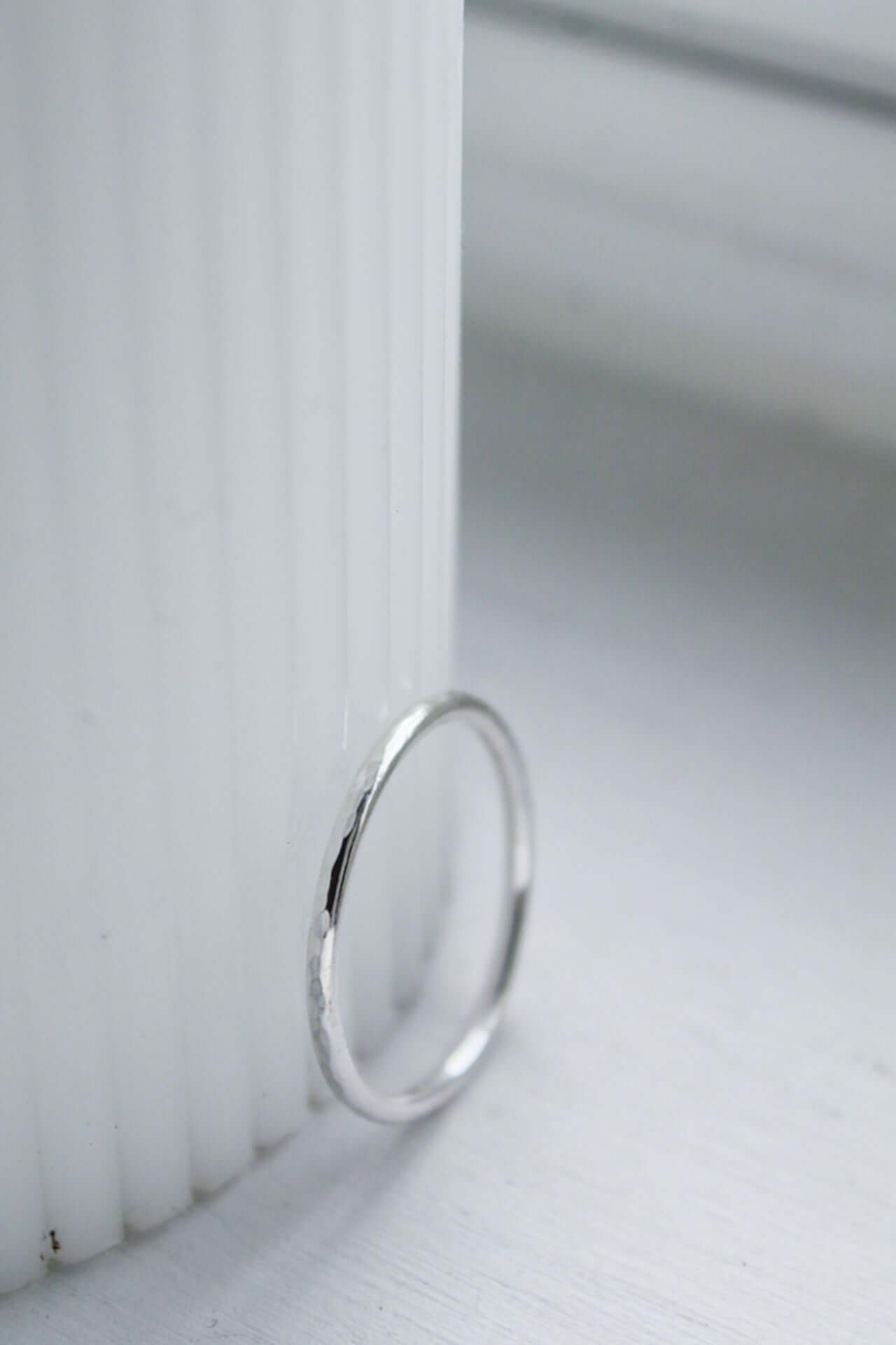 925 Sterling Silver Stacking Ring Hammered Finish - Jewellery Hut