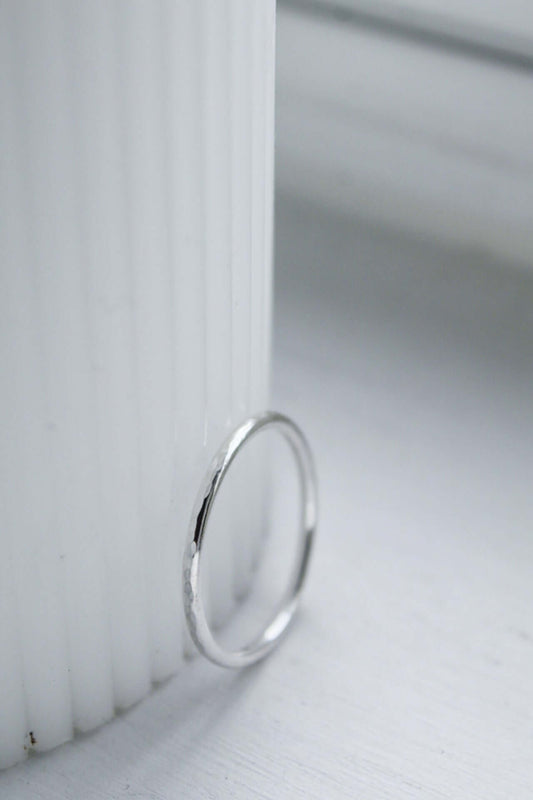 925 Sterling Silver Stacking Ring Hammered Finish - Jewellery Hut