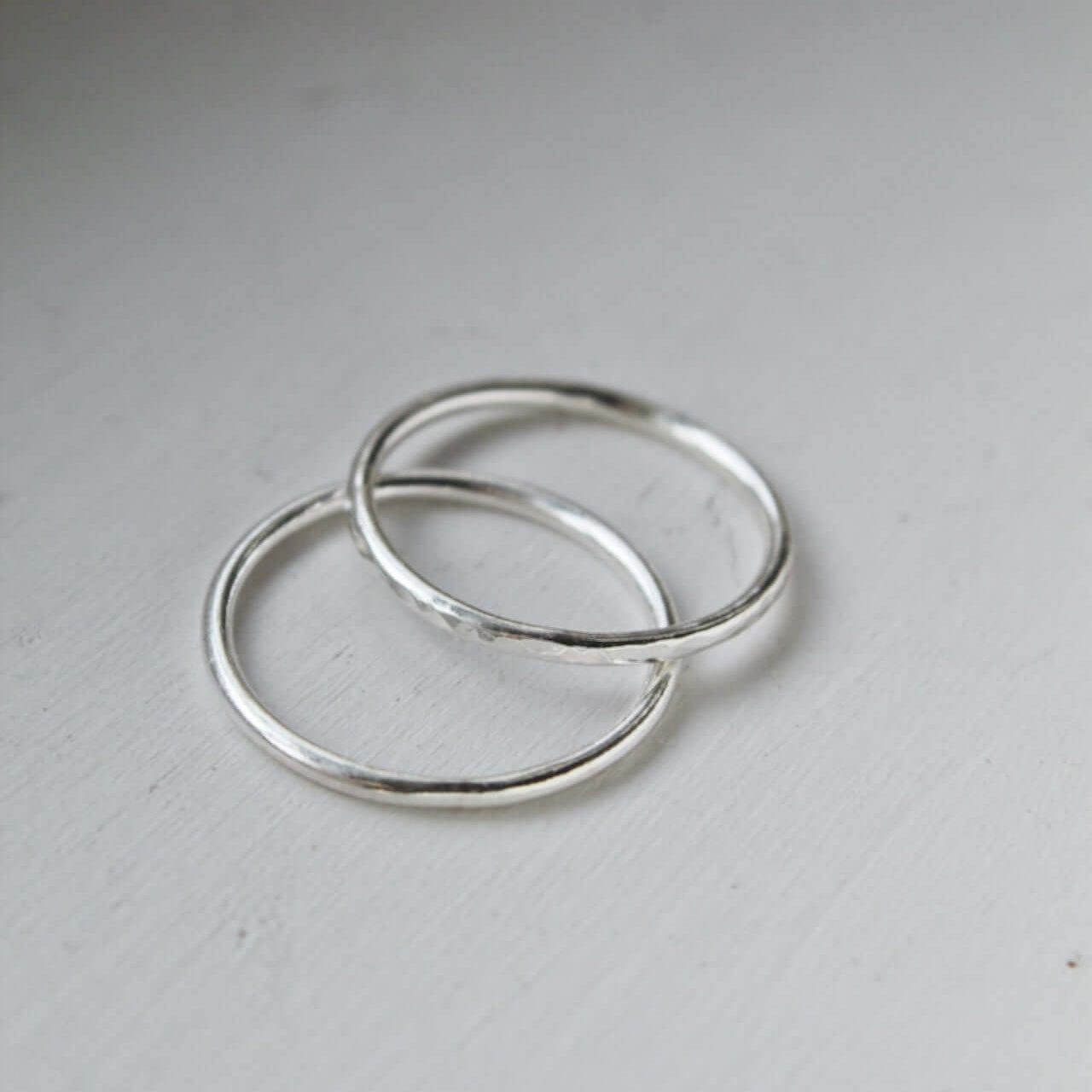 925 Sterling Silver Stacking Ring Hammered Finish - Jewellery Hut