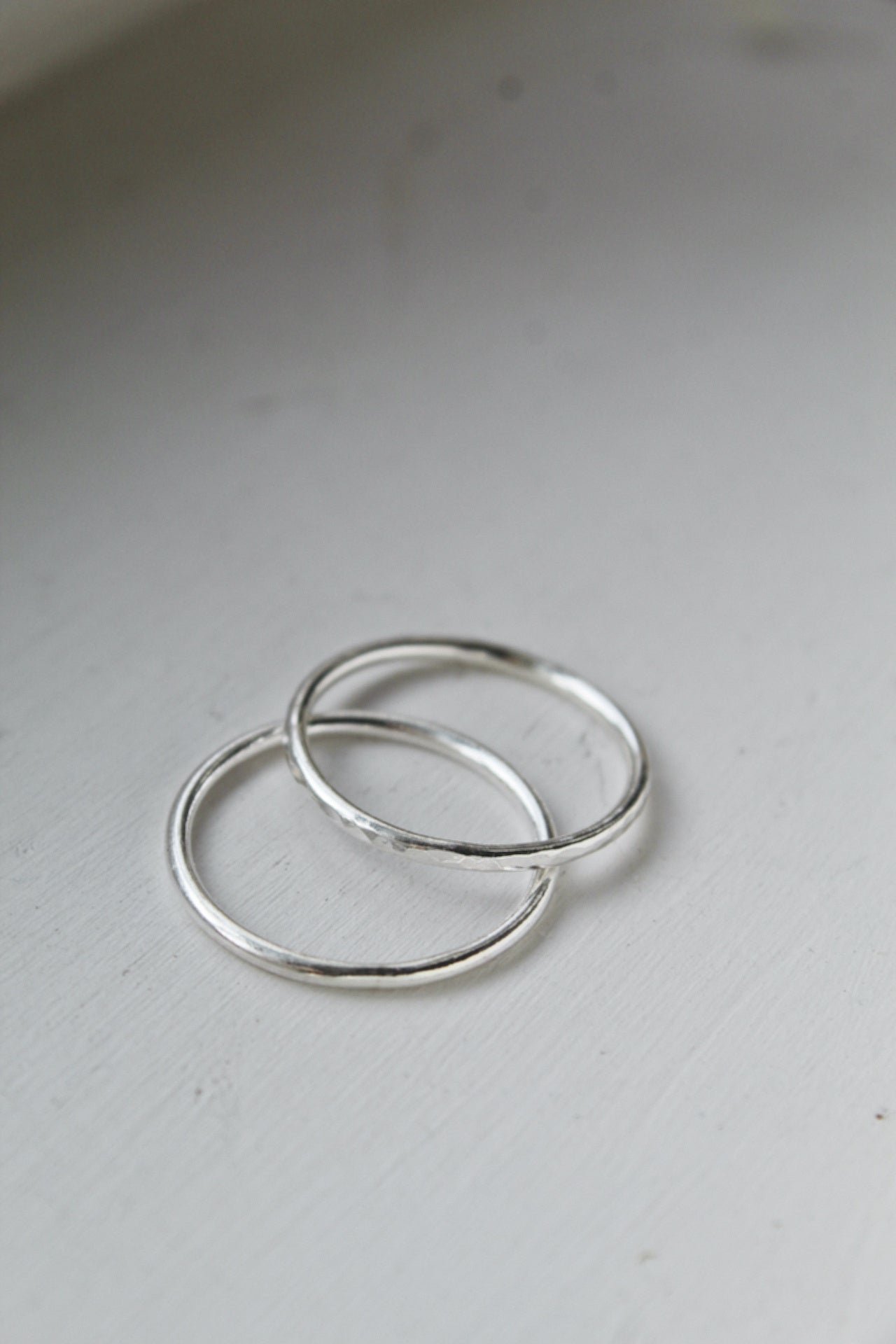 925 Sterling Silver Stacking Ring Hammered Finish - Jewellery Hut