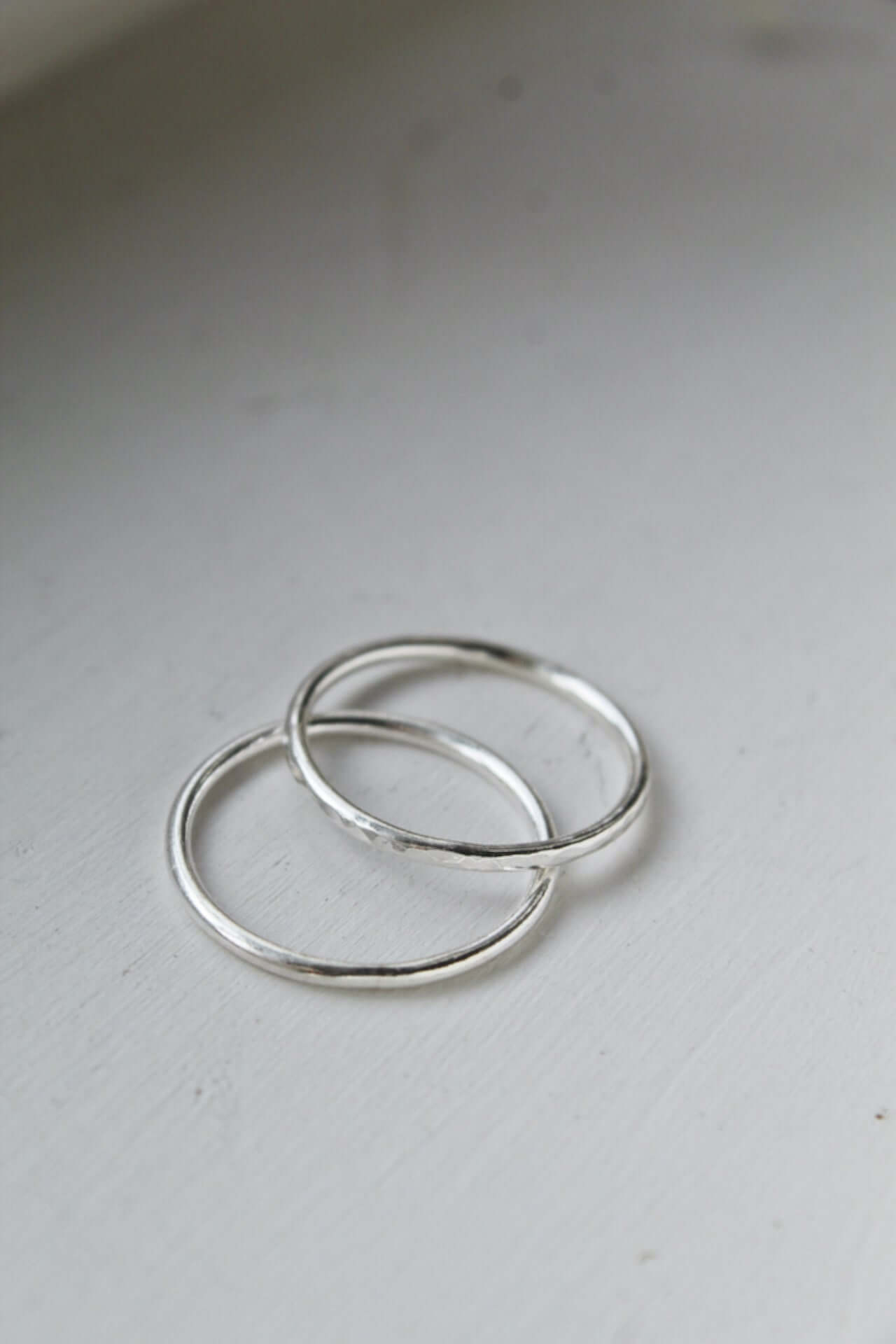 925 Sterling Silver Stacking Ring Hammered Finish - Jewellery Hut
