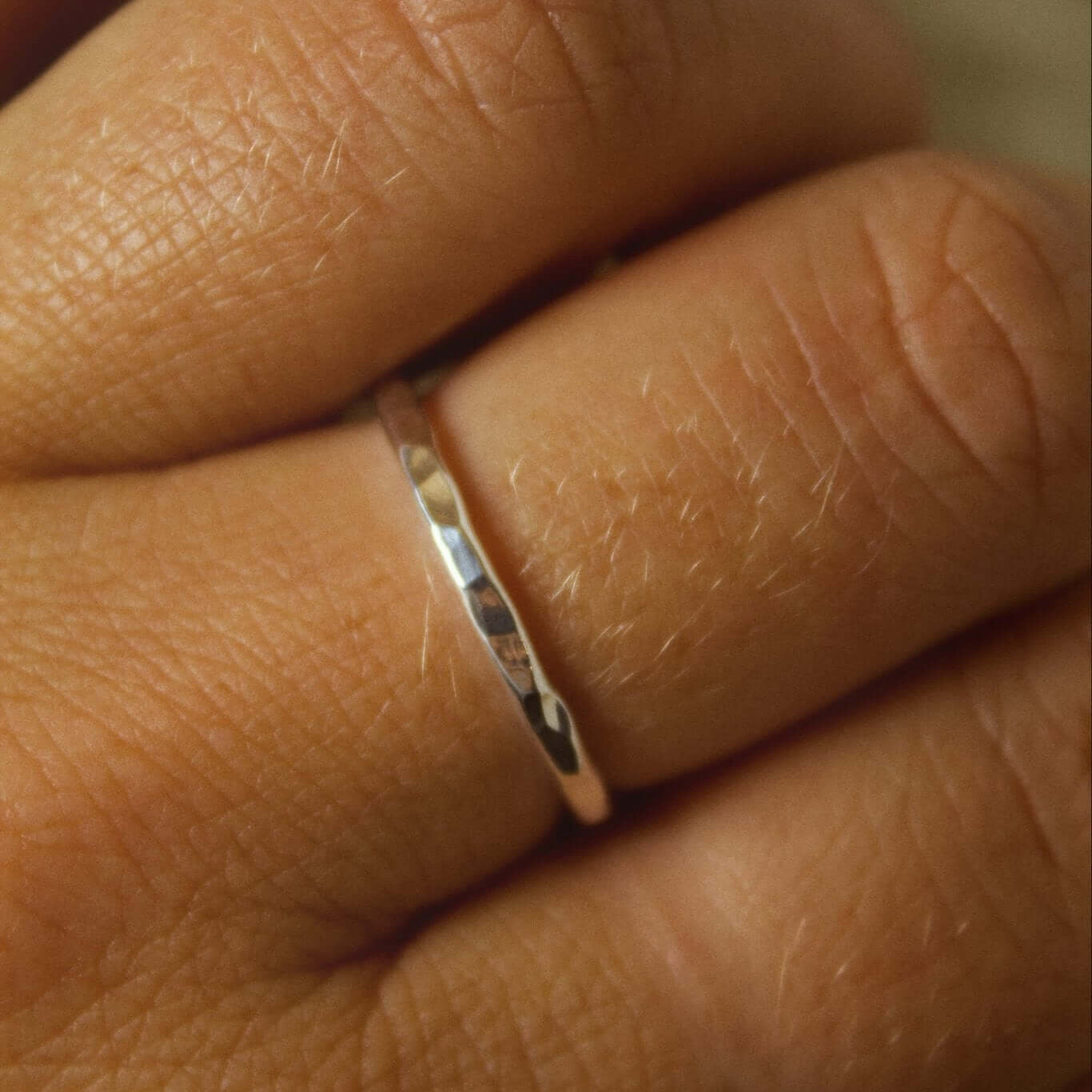 925 Sterling Silver Stacking Ring Hammered Finish - Jewellery Hut