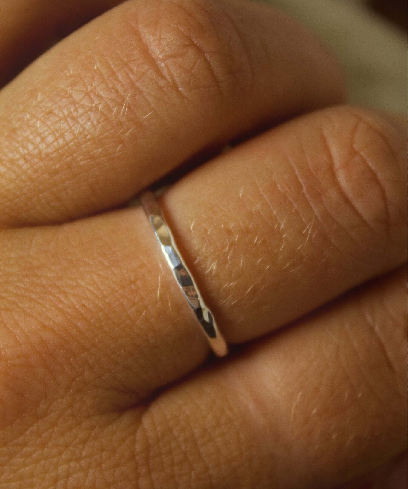 925 Sterling Silver Stacking Ring Hammered Finish - Jewellery Hut