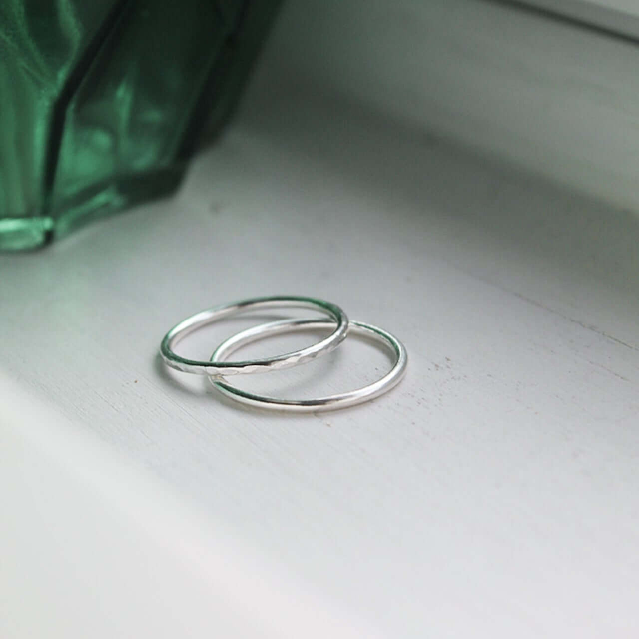 925 Sterling Silver Stacking Ring Hammered Finish - Jewellery Hut