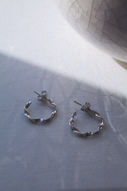 925 Sterling Silver Twisted Hoops - Jewellery Hut