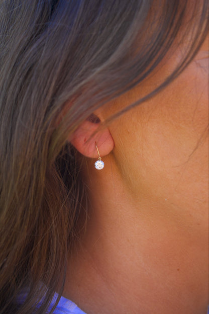 9ct White Gold Cubic Zirconia Drop Earrings - Jewellery Hut